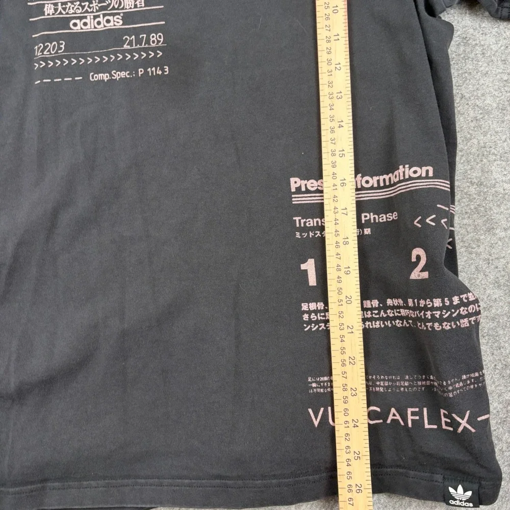 Adidas T-Shirt Mens Medium Black Graphic Press Information Transition Phase Y2K‎